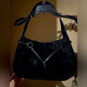 Gucci GG Canvas Horsebit Shoulder Bag Black